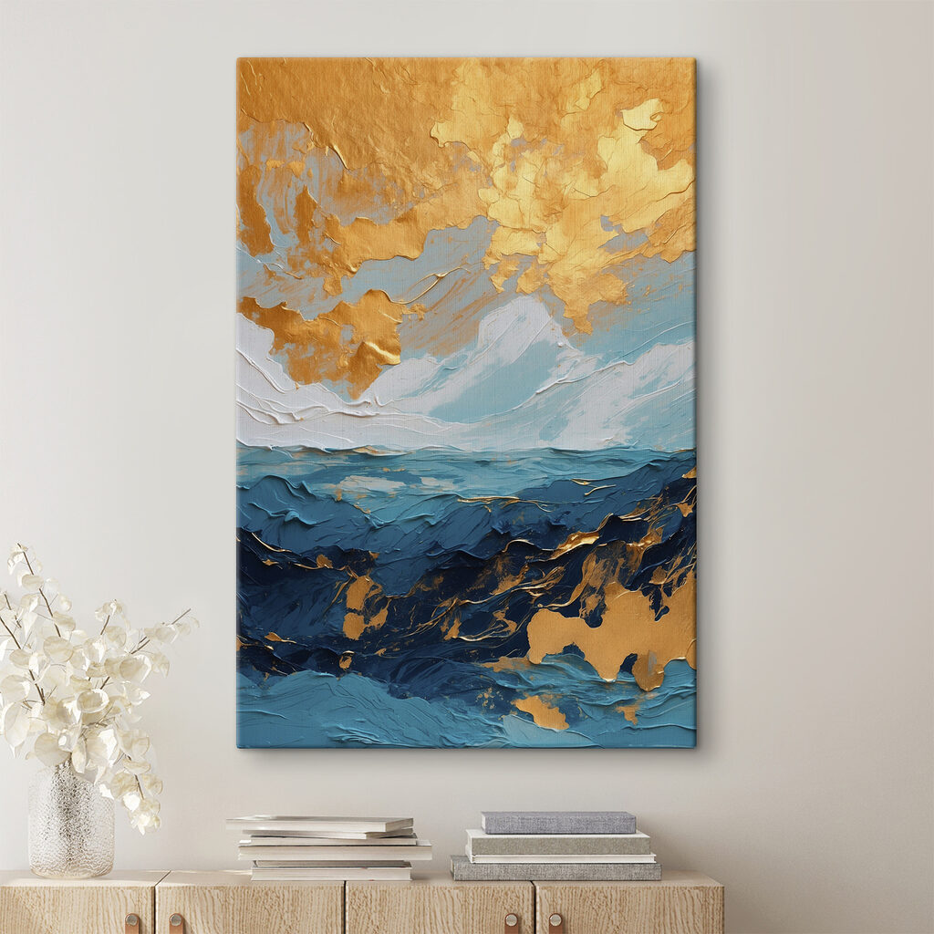 Oceanic canvas of azure and amber