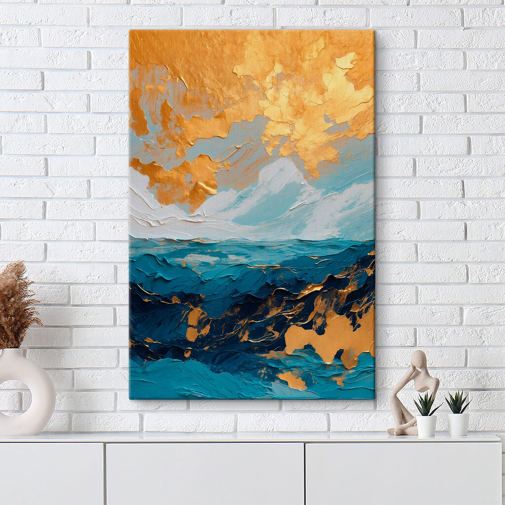 Oceanic canvas of azure and amber