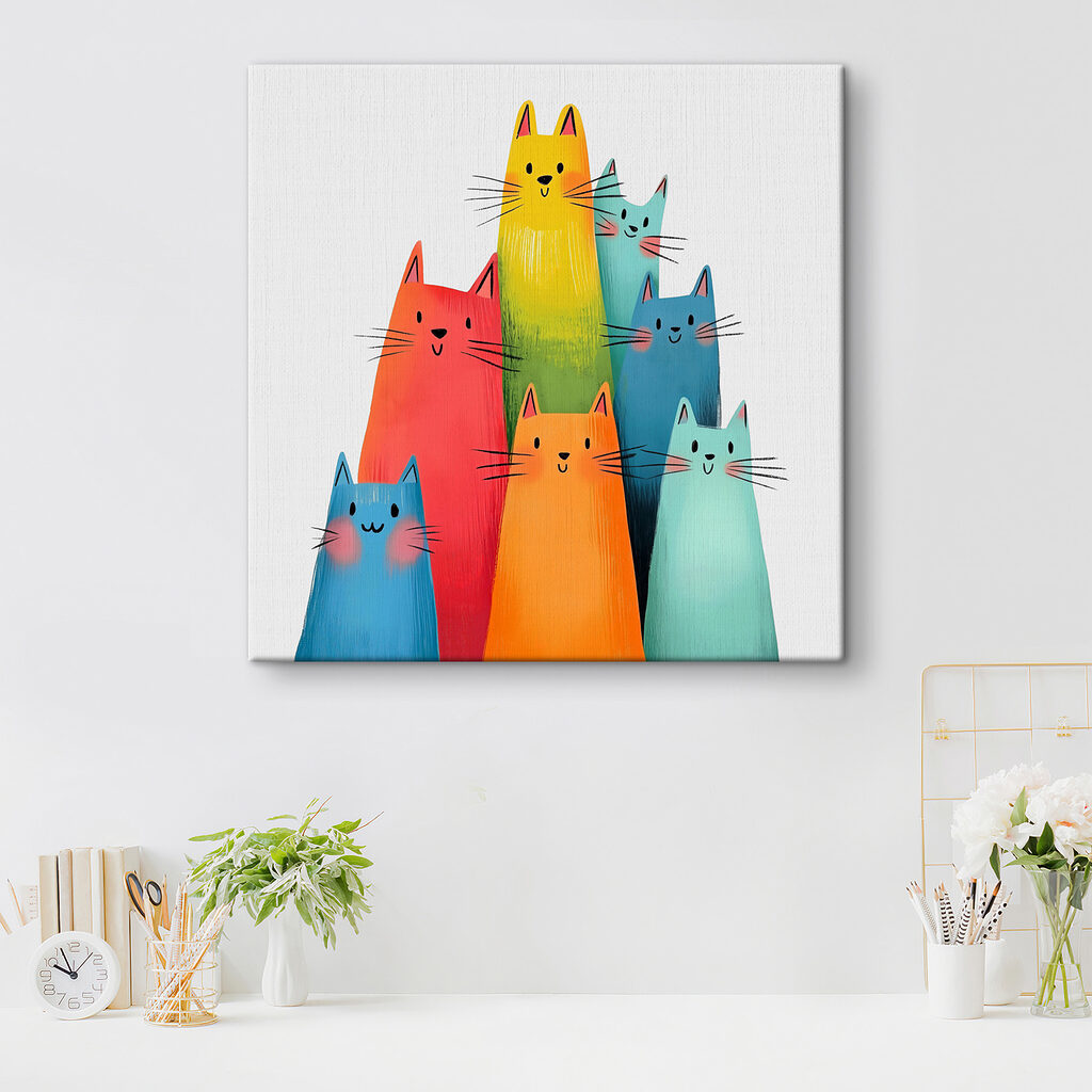 Group of cats with different colors