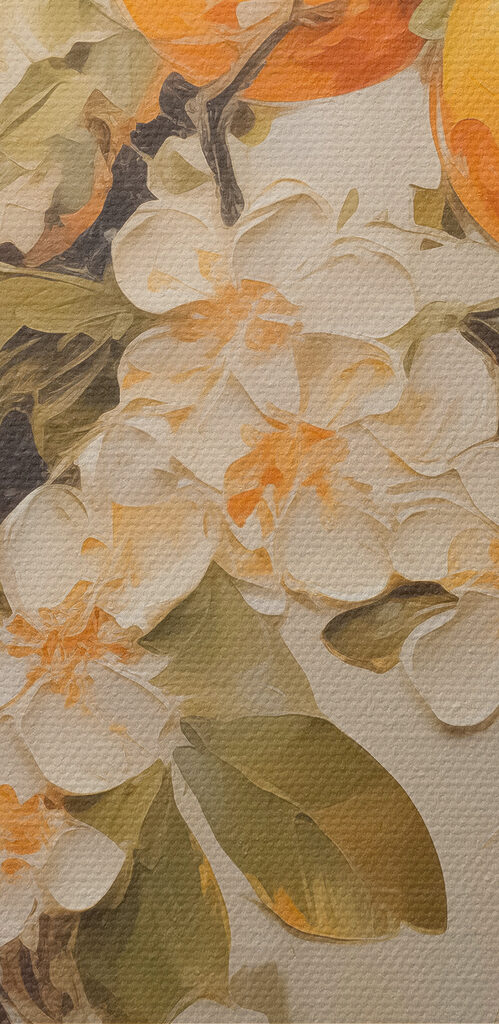 Painting of oranges and flowers