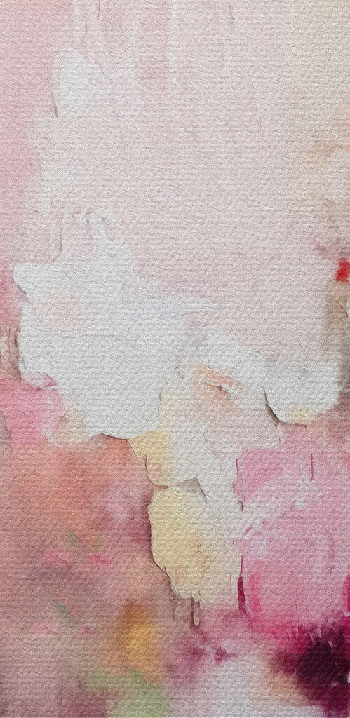 Painting of flowers on a white surface