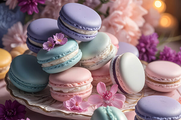 Farfurie de macaroane colorate Farfurie de macaroane colorate