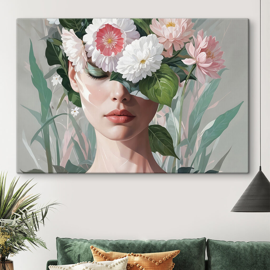 Woman with flowers on her head