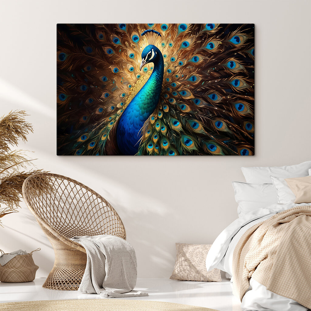 Peacock with its tail feathers spread out Peacock with its tail feathers spread out