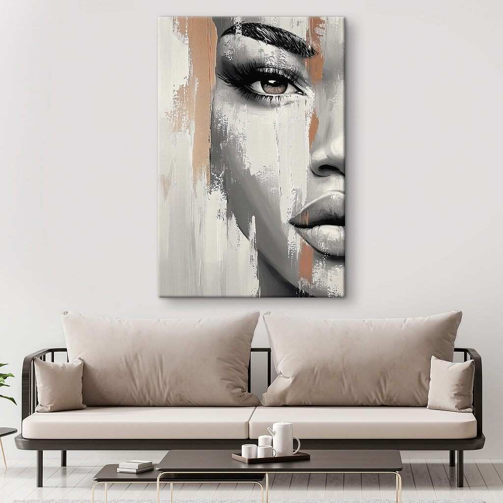 Woman's face with a paint stain