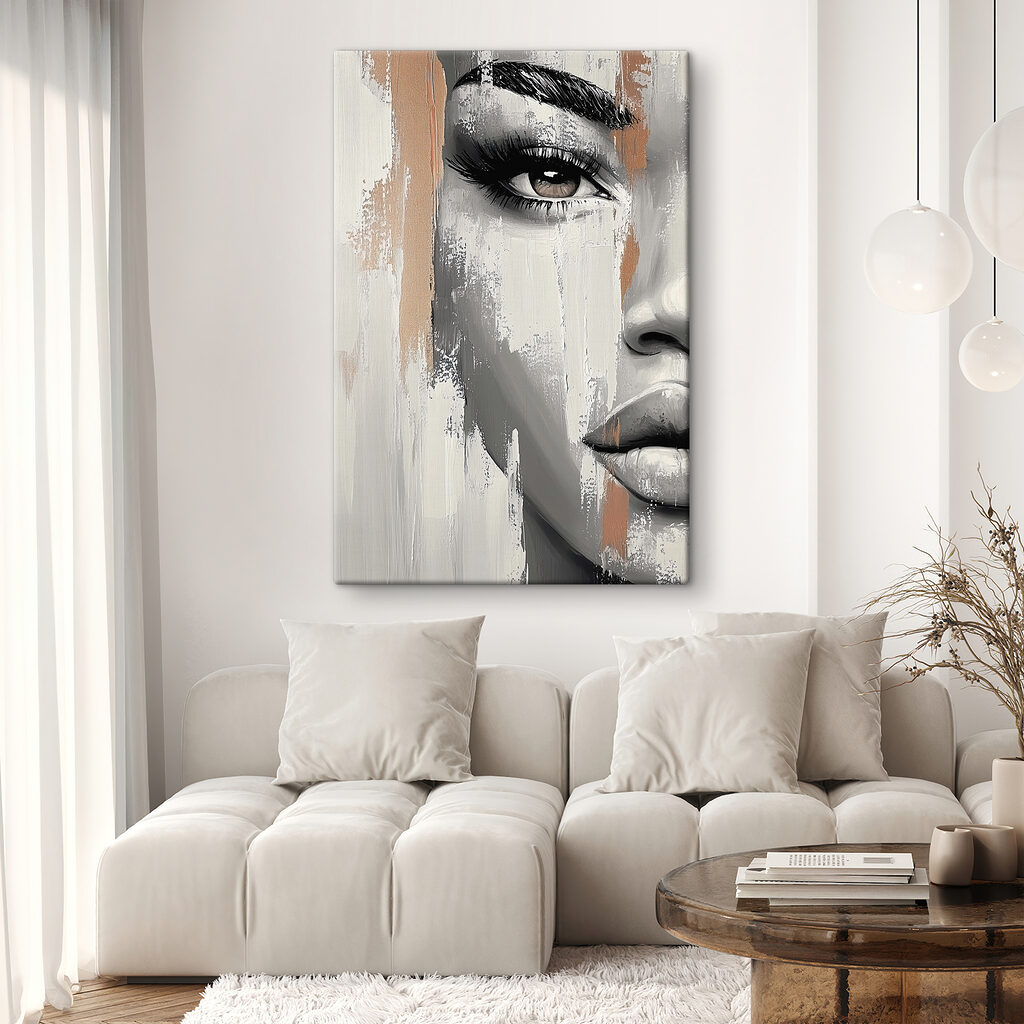 Woman's face with a paint stain