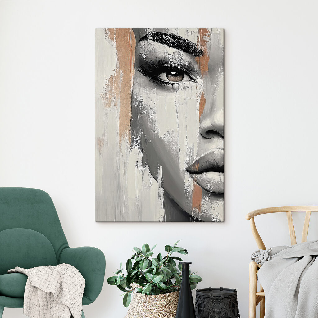 Woman's face with a paint stain