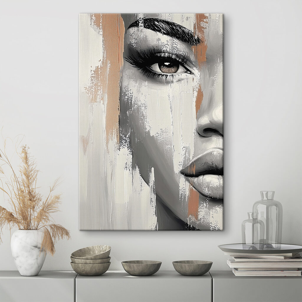 Woman's face with a paint stain