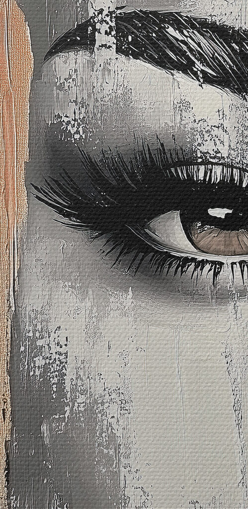 Woman's face with a paint stain