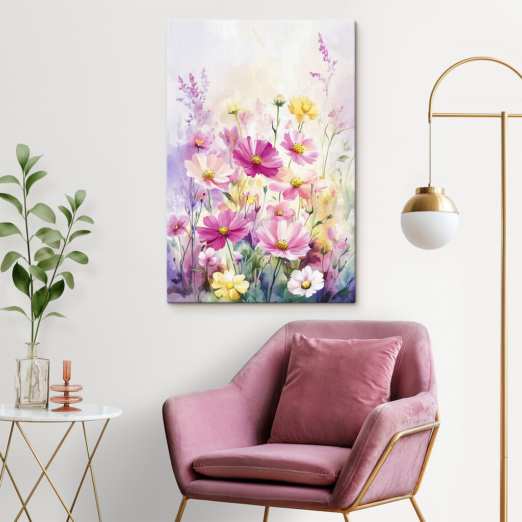 Painting of flowers in a field