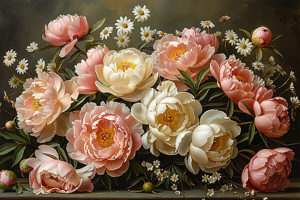 Buchet de flori roz și albe Buchet de flori roz și albe