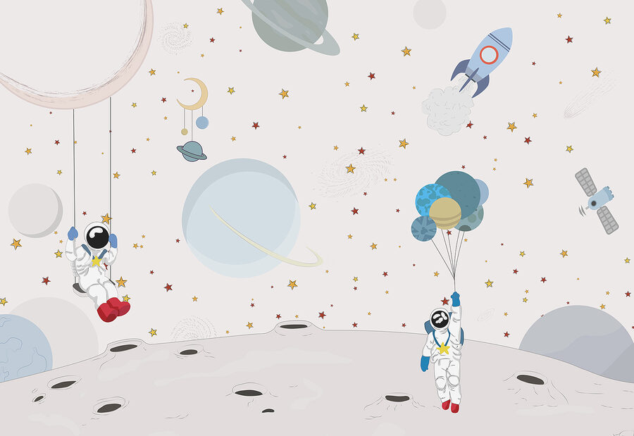 Desen animat cu astronauți pe Lună