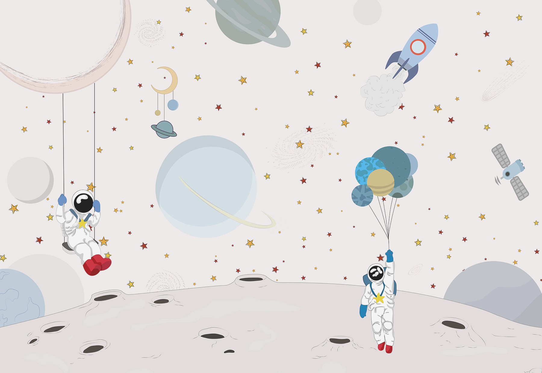 Cartoon of astronauts on the moon