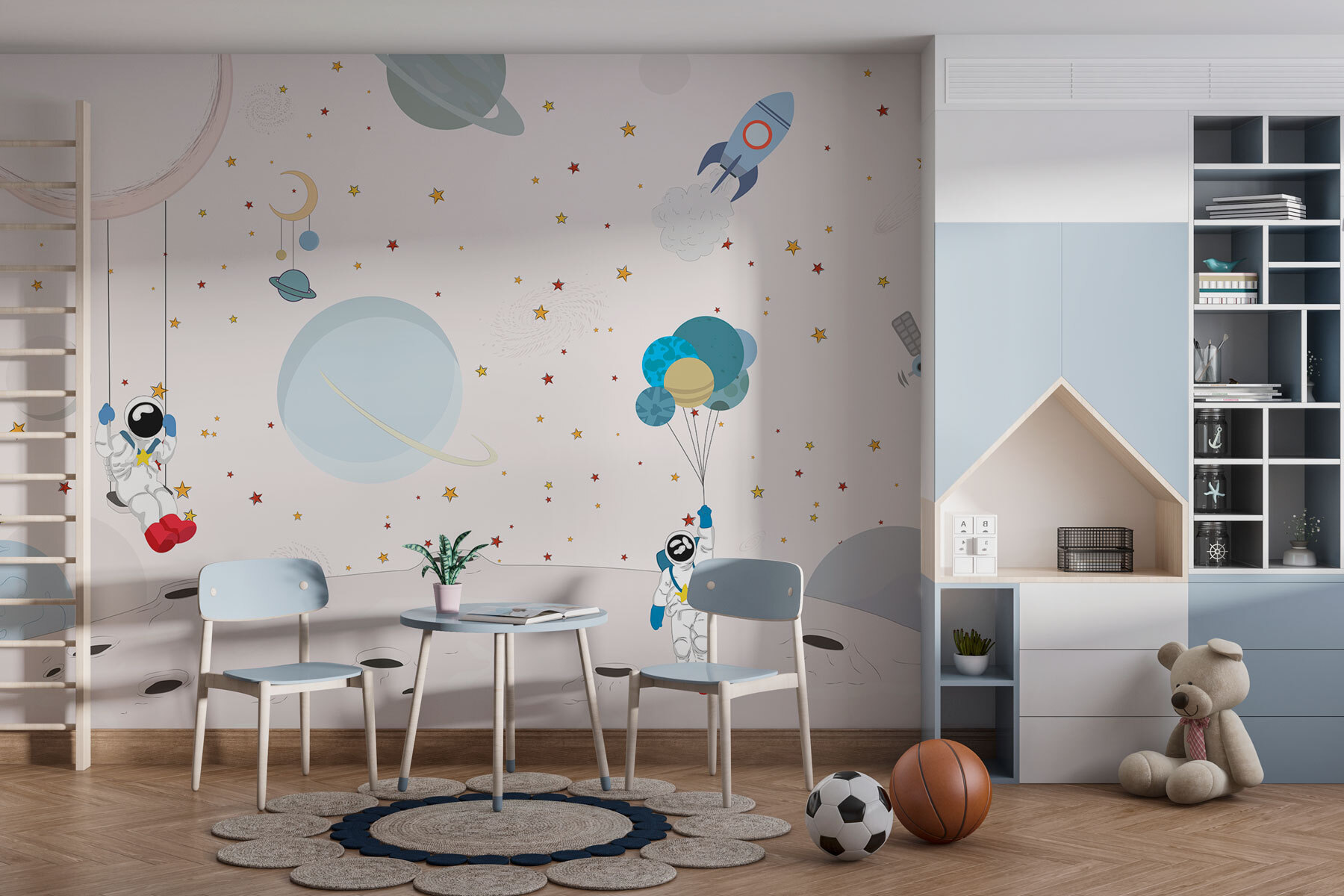 Cartoon of astronauts on the moon