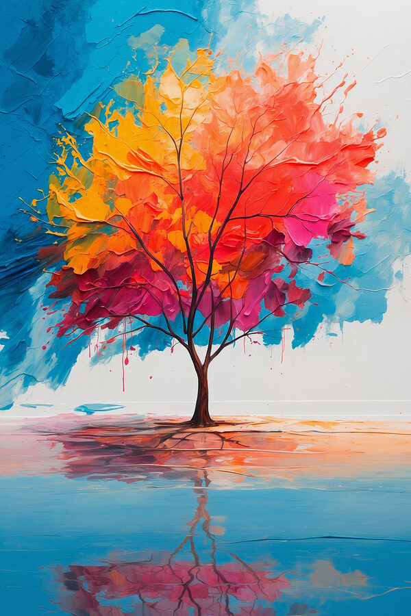 Pictura unui copac colorat Pictura unui copac colorat