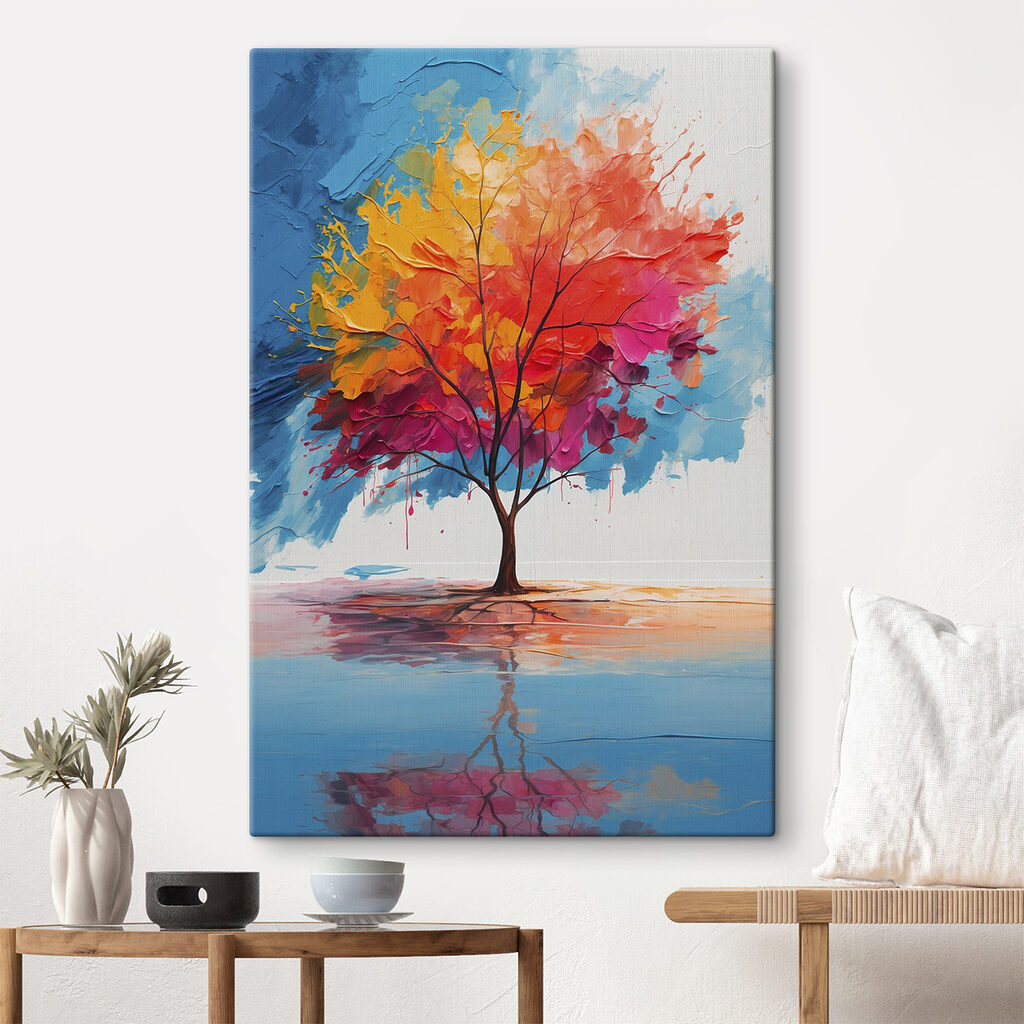 Painting of a colorful tree