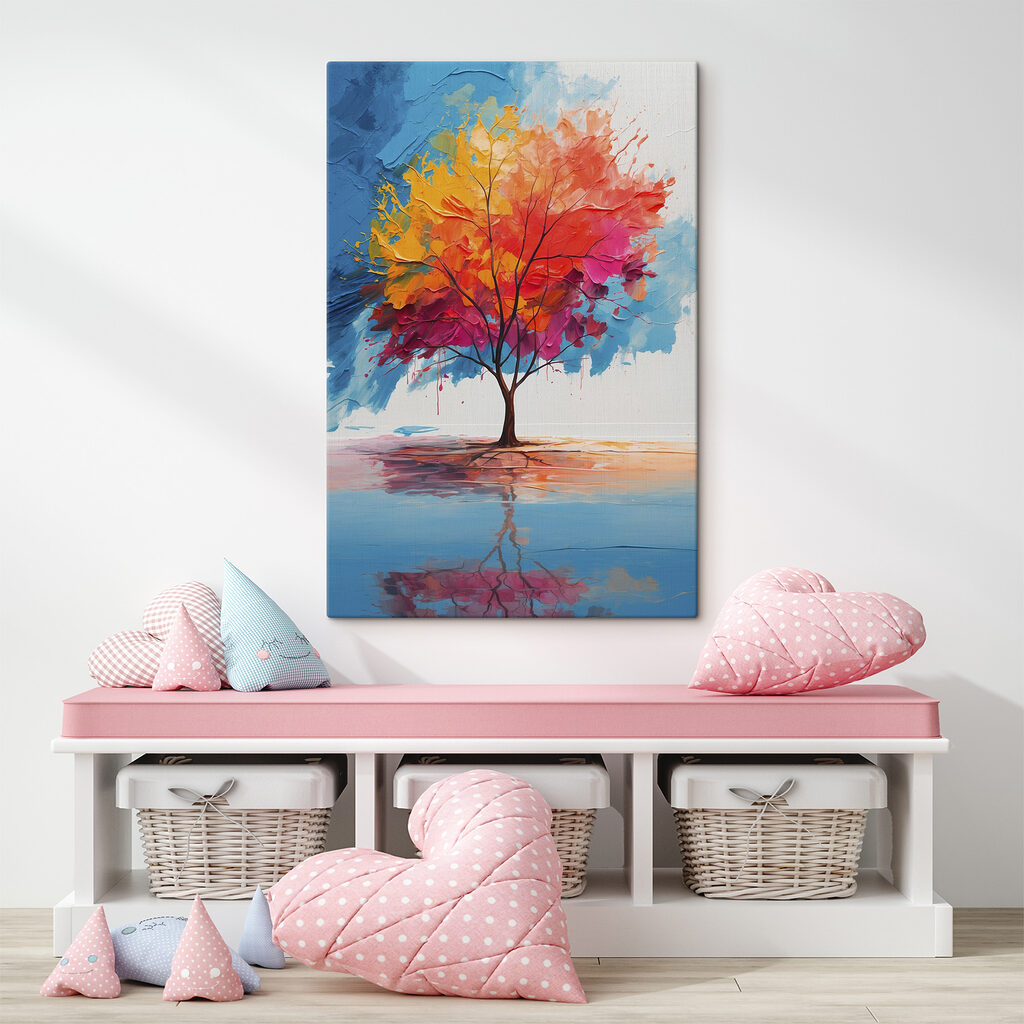 Painting of a colorful tree