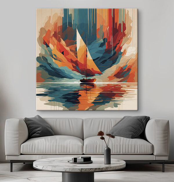 Sailboat pe apă cu nori colorați Sailboat pe apă cu nori colorați