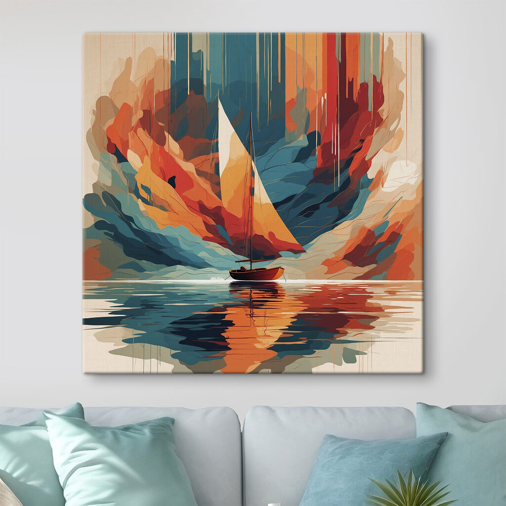 Sailboat on water with colorful clouds Sailboat on water with colorful clouds