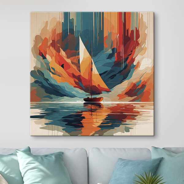 Sailboat pe apă cu nori colorați Sailboat pe apă cu nori colorați