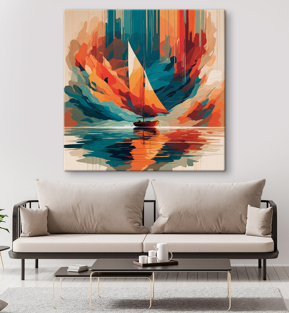 Sailboat on water with colorful clouds Sailboat on water with colorful clouds