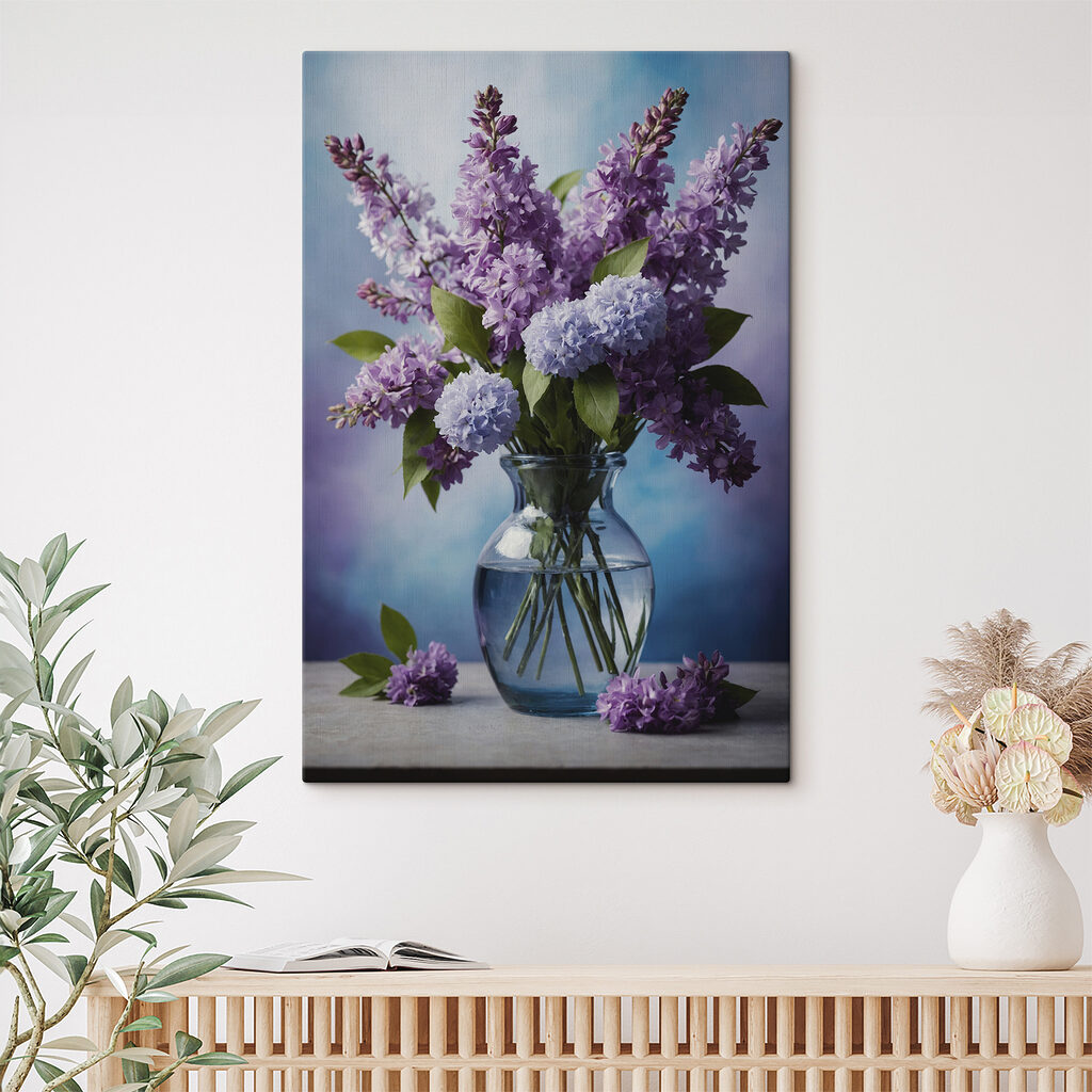 Vase with purple flowers Vase with purple flowers