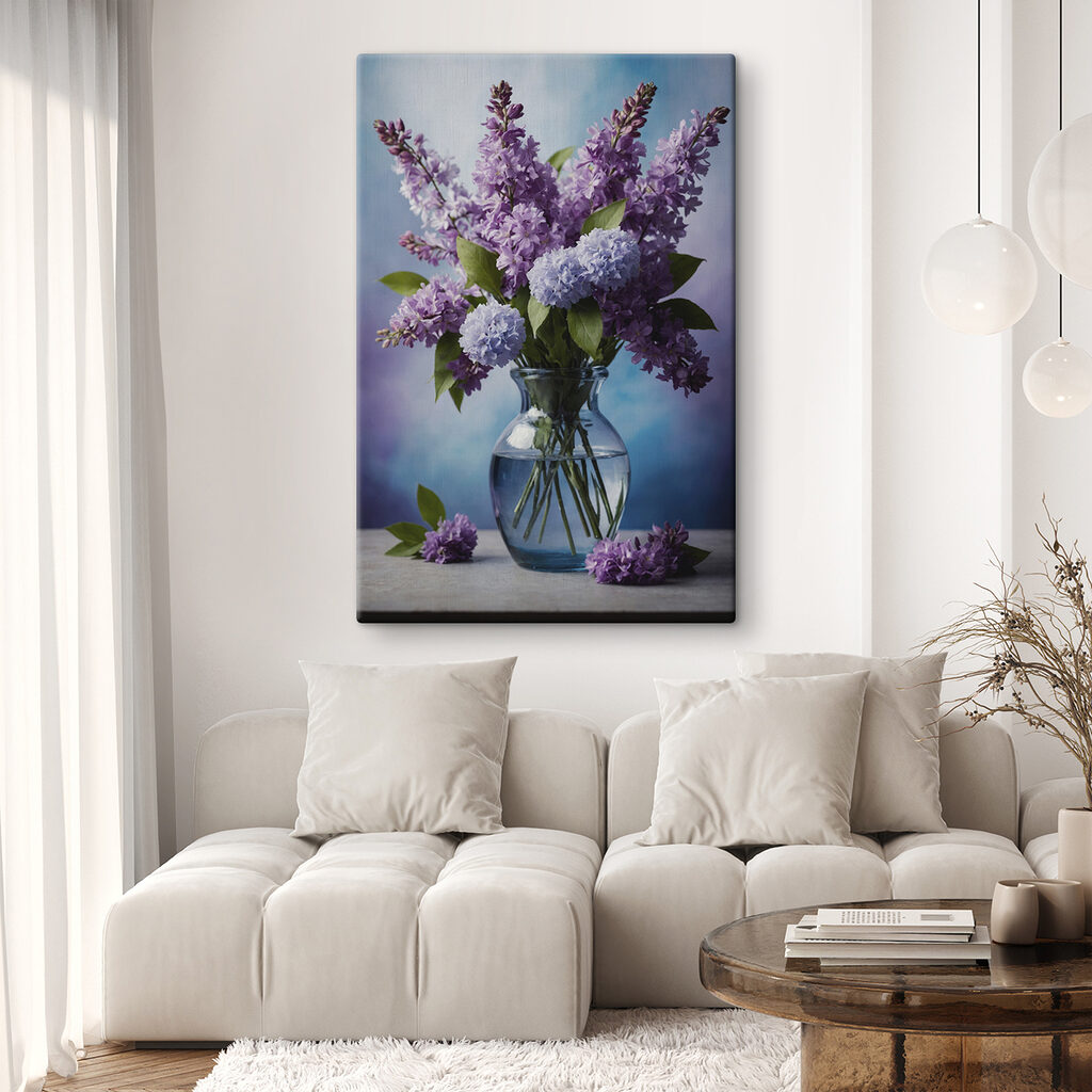 Vase with purple flowers Vase with purple flowers