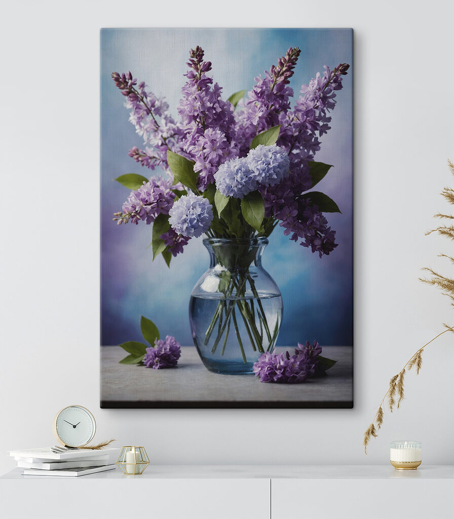 Vase with purple flowers Vase with purple flowers