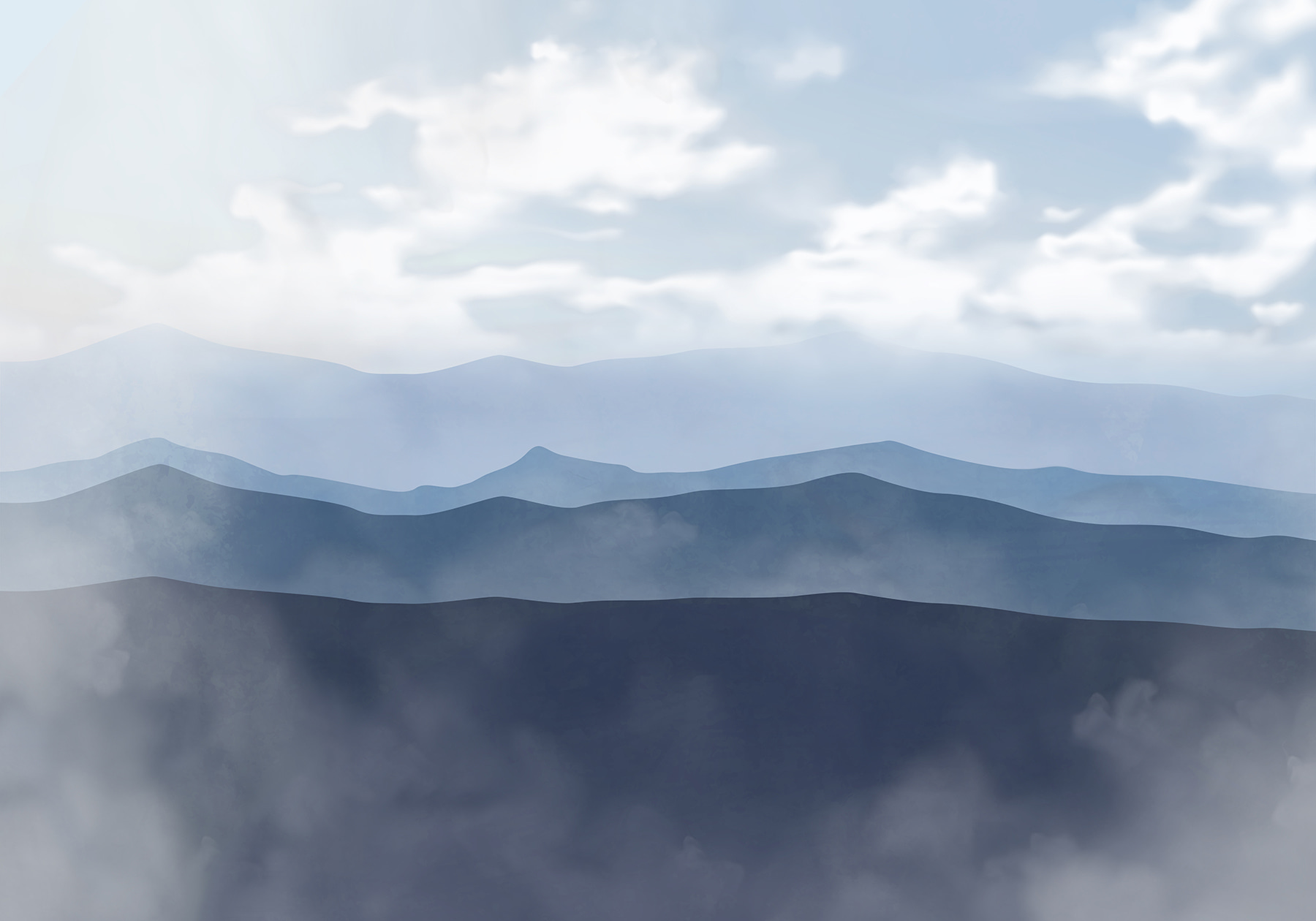 Mountain range with clouds