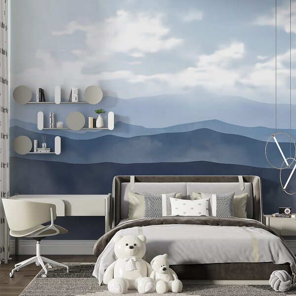 Mountain range with clouds