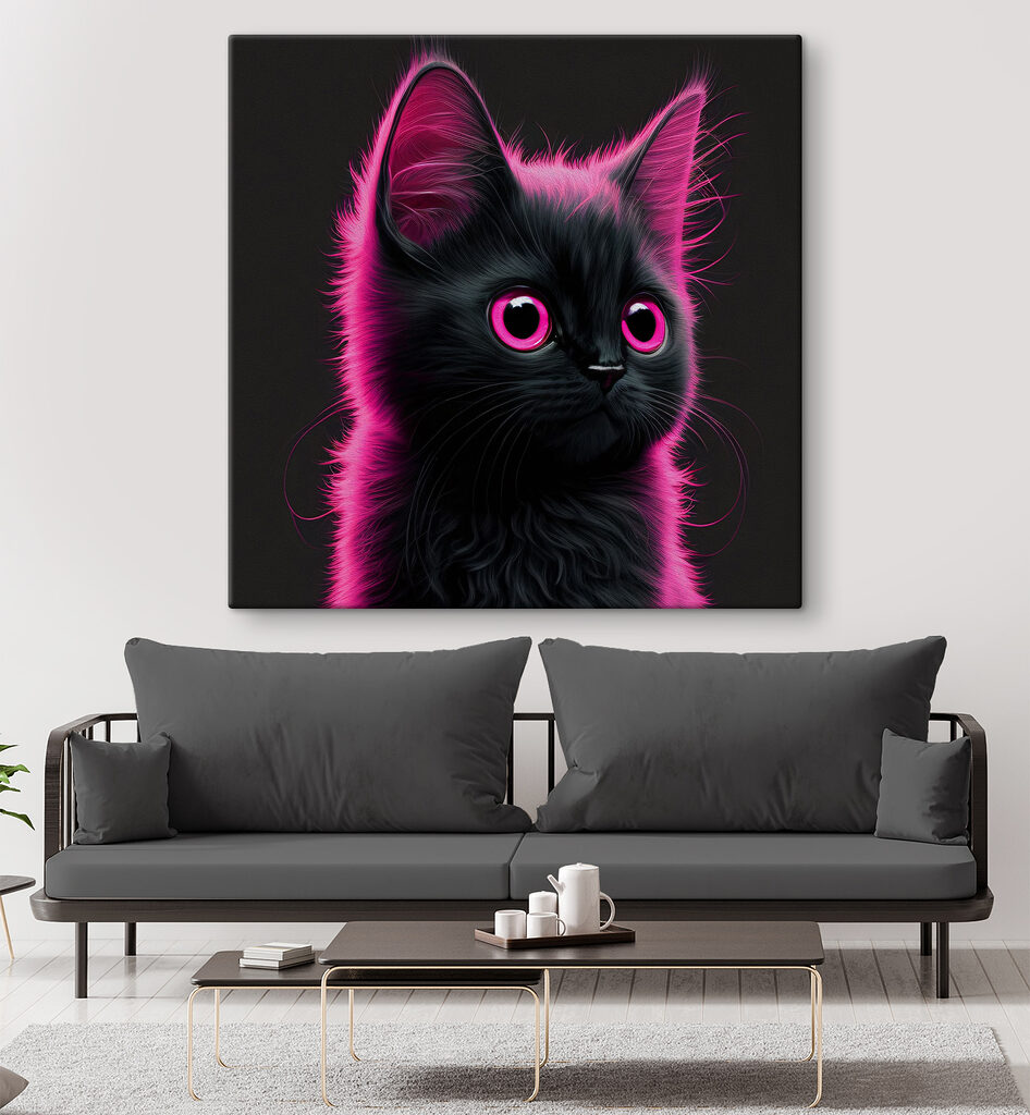 Black cat with pink hair