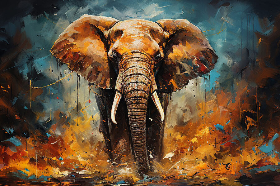 Tablouri Un elefant cu colți și murdărie - imagine 11