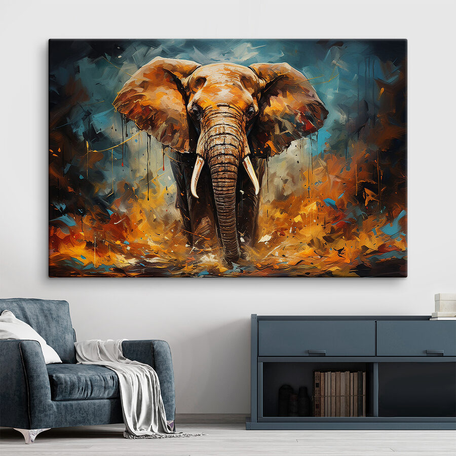 Tablouri Un elefant cu colți și murdărie - imagine 2