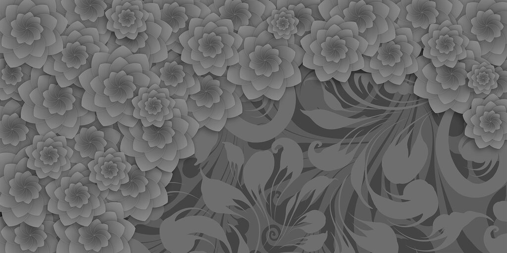 Design floral gri și alb Design floral gri și alb