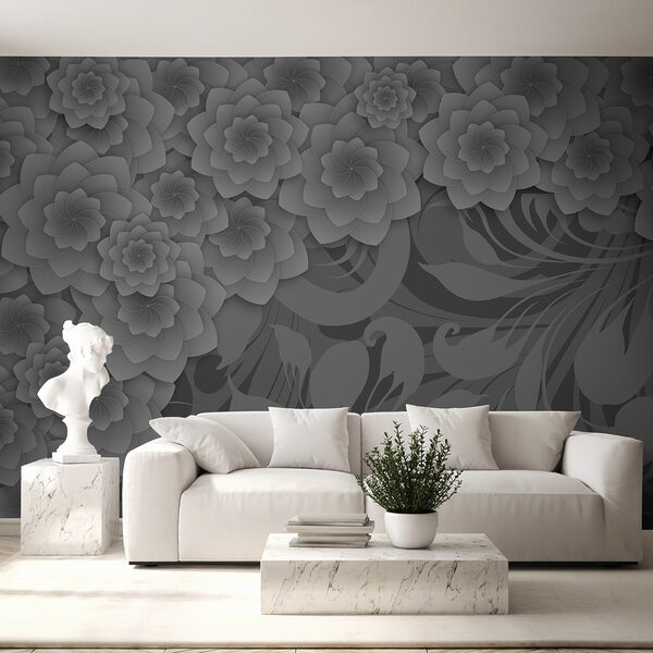 Design floral gri și alb Design floral gri și alb