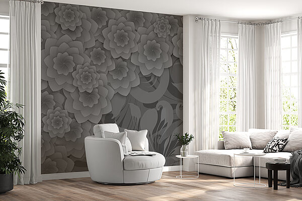 Design floral gri și alb Design floral gri și alb