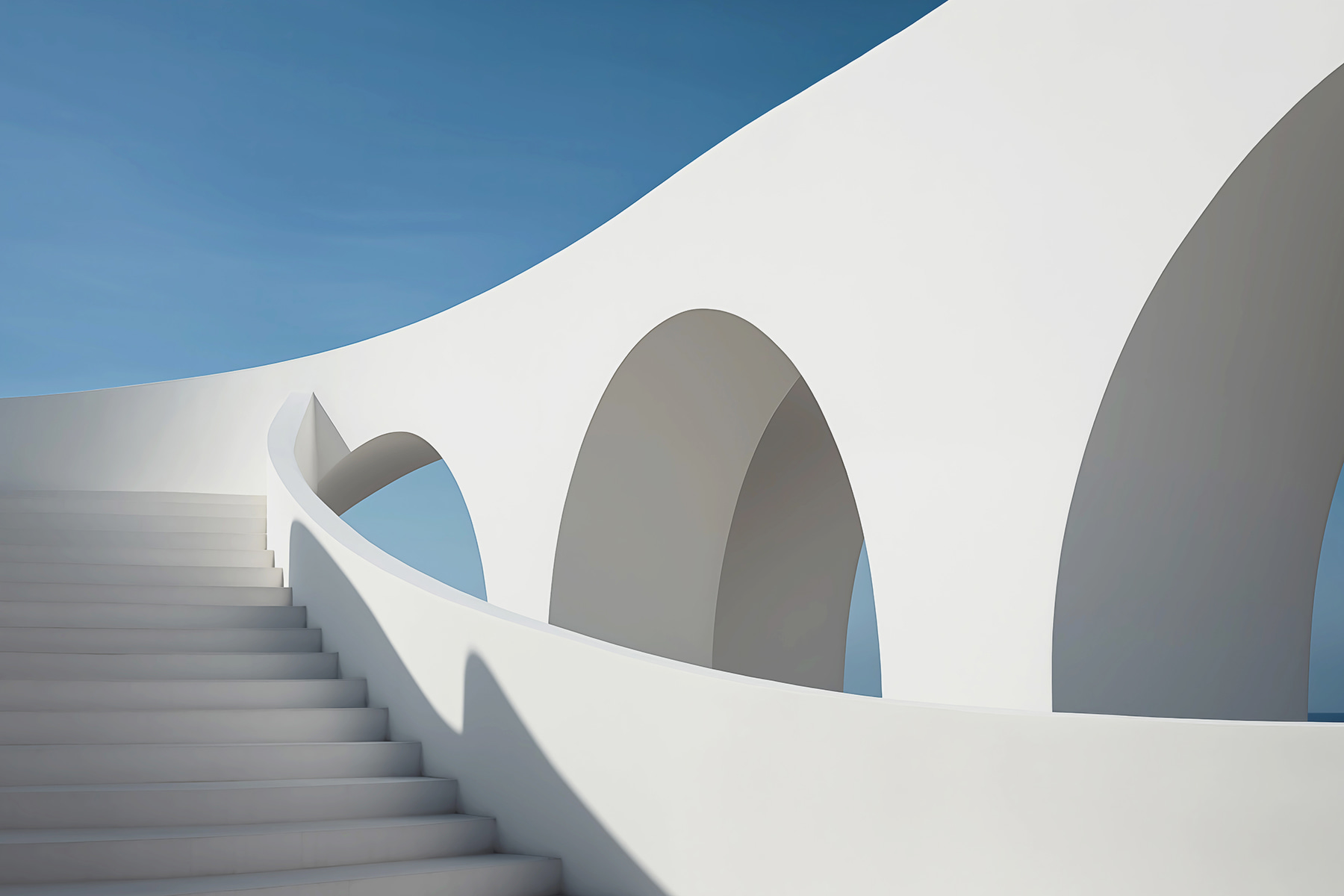 White staircase with arches White staircase with arches