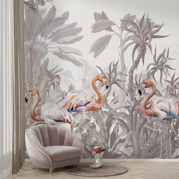 Grup de flamingo într-o pădure Grup de flamingo într-o pădure