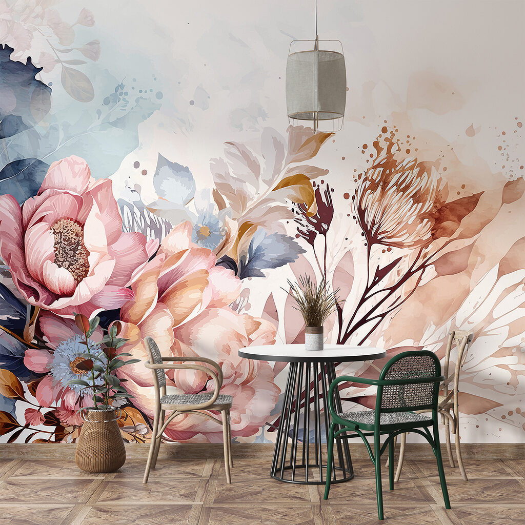 Painting of flowers and leaves Painting of flowers and leaves