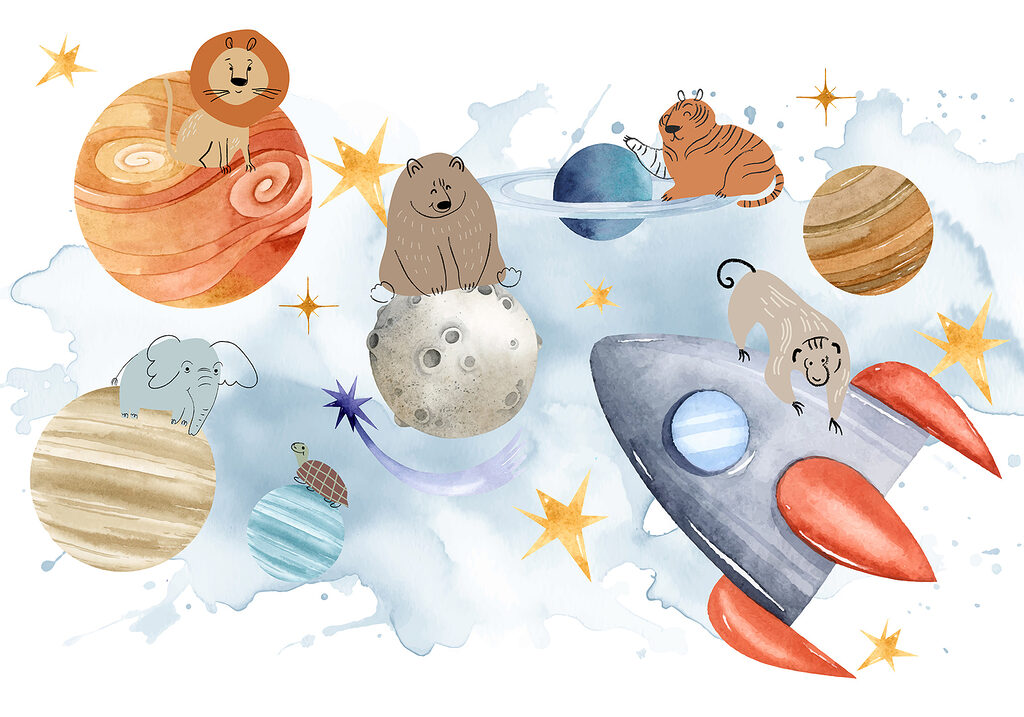 Group of animals in space
