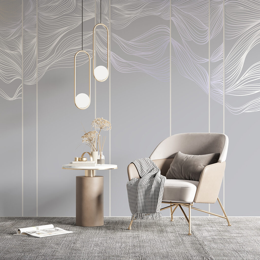 White and purple line art