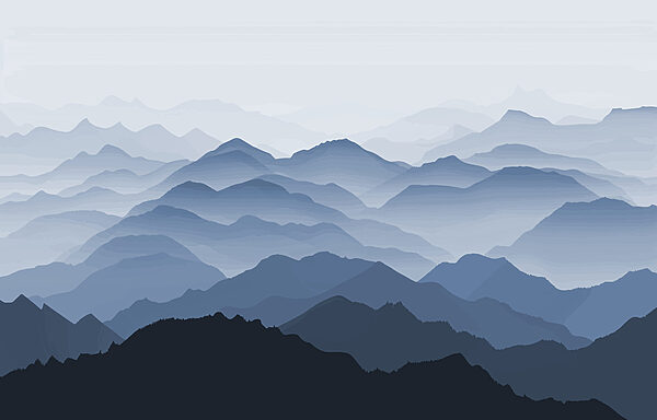 Mountain range with fog