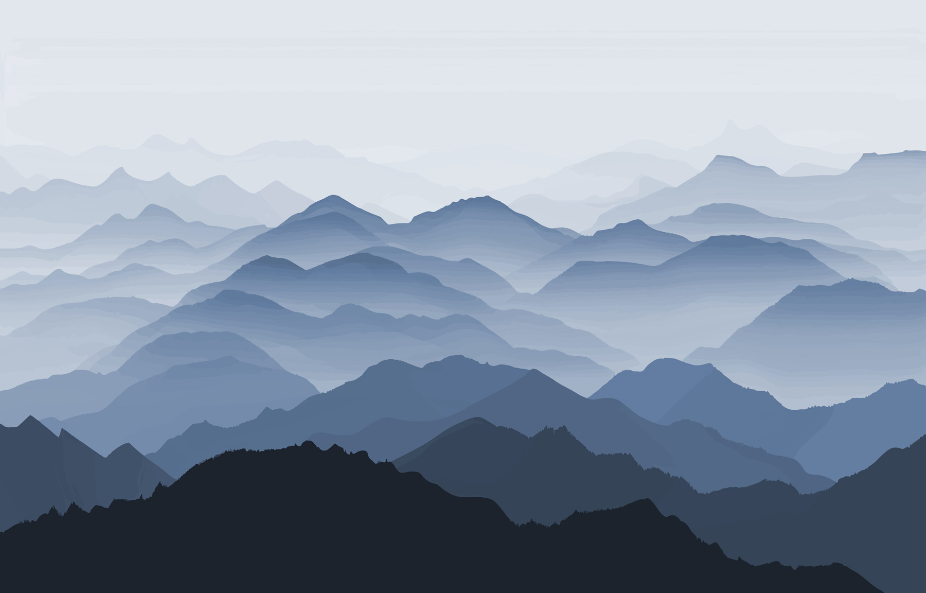 Mountain range with fog
