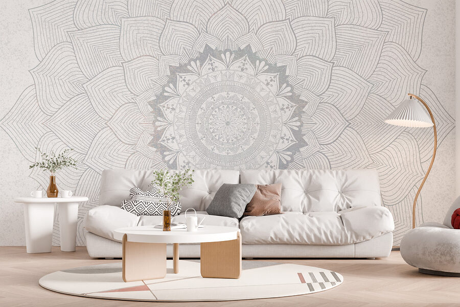 Mandala albă și gri