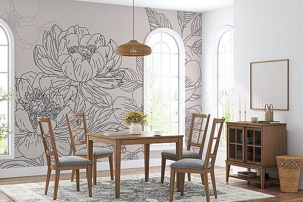 Drawing of flowers and leaves