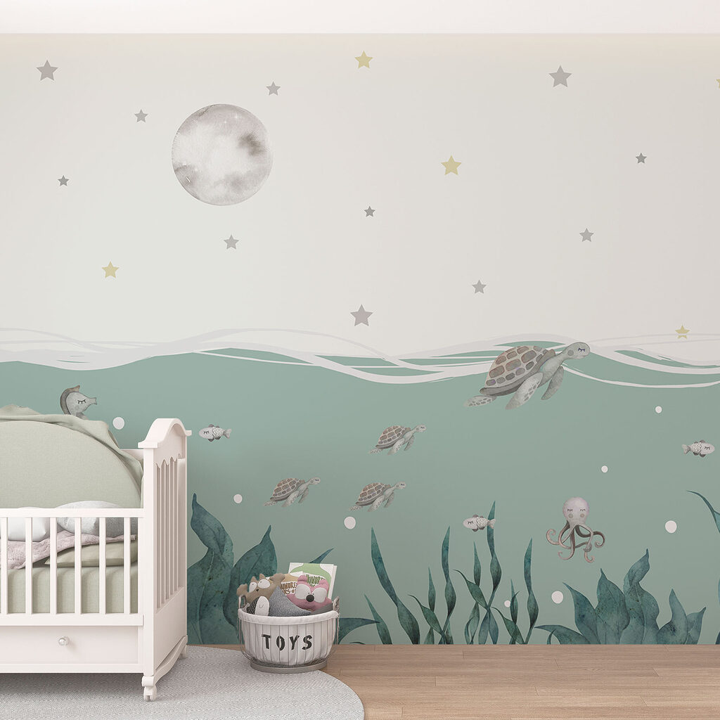 Seaweed and seahorses under the water