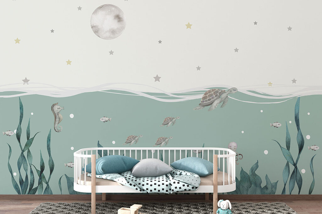 Seaweed and seahorses under the water