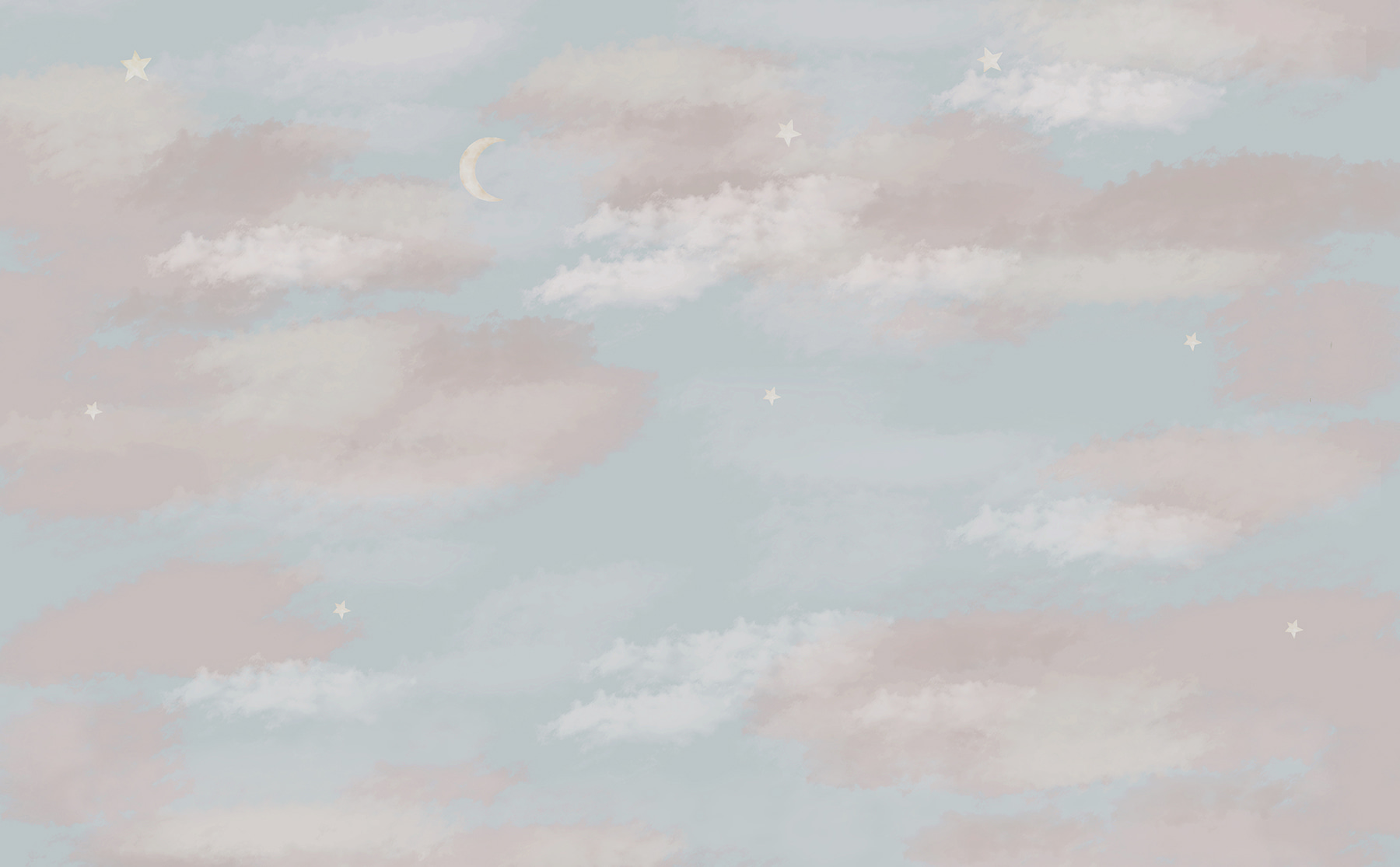 Blue sky with clouds and a crescent moon