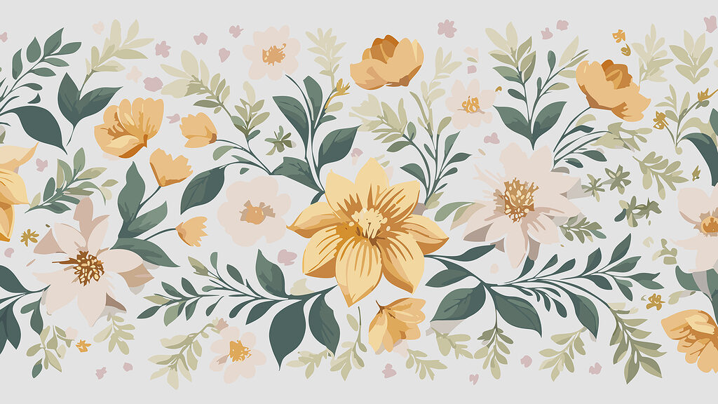 Design floral cu flori galbene și frunze verzi Design floral cu flori galbene și frunze verzi