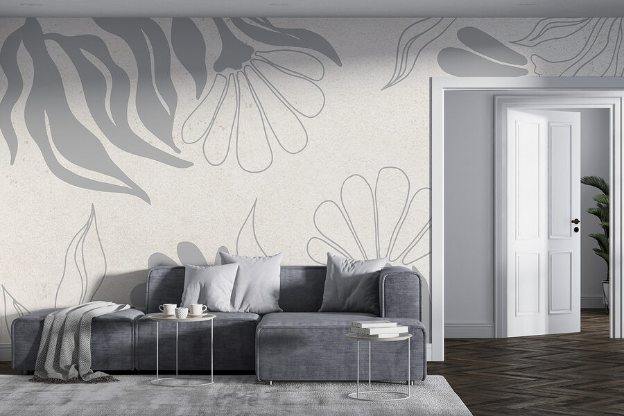 Model floral alb și gri
